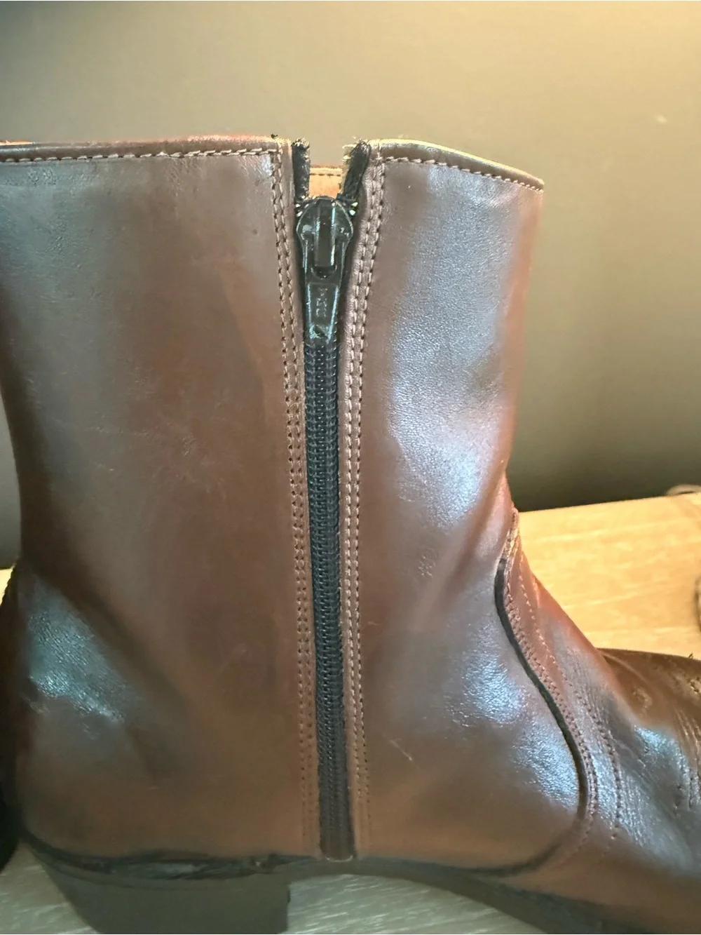 Men's Leather Ankle Boot Size 10.5 Dark Brown Boots With 7.5
